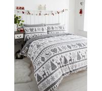 CHRISTMAS NOEL SNOWFLAKE PRINTED DUVET SET WHITE/GREY. SINGLE, DOUBLE OR KING