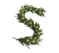 Christmas Norfolk Pine Garland, 6FT Real Touch Cedar Greenery Garlands with Lights for Mantle, Remote Timer 30 LEDs 12 Lighting Modes, Green Christmas Garland for Mantle, Table, Fireplace