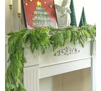 Christmas Norfolk Pine Garland, 90Cm Dense Real Touch Artificial Garland Ornament for Table Decor