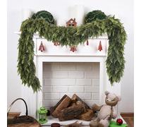 Christmas Norfolk Pine Garland for Mantle, Real Touch Artificial Faux Greenery, Realistic Green Faux Cedar Pine Garlands for Christmas Mantel Table Outdoor Indoor Holiday Decor (Green 150cm/4.92ft)