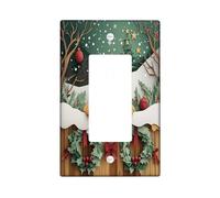 Christmas Norfolk Terrier Dog Decorative Light Switch Cover Plate 1 Gang Single Rocker, Xmas Novelty Forest Electrical Faceplate for Kitchen Bathroom Decor, Pet Electrical Switchplate