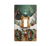 Christmas Norfolk Terrier Dog Decorative Light Switch Cover Plate 1 Gang Single Toggle, Xmas Novelty Forest Electrical Faceplate for Kitchen Bathroom Decor, Pet Electrical Switchplate