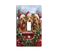 Christmas Norfolk Terrier Dog Decorative Light Switch Cover Wall Plate 1 Gang Single Toggle, Funny Xmas Truck Electrical Switchplate, Pet Faceplate for Kitchen Living Room Decor