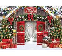 Christmas North Pole Backdrop 8x6FT Winter Forest Snowy Xmas Tree North Pole Background for Photography Winter Party Decorations Supplies