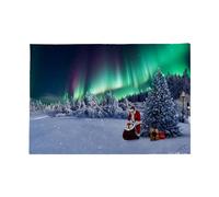 Christmas Northern Lights Backdrop Banner, Winter Snow Scene with Aurora Borealis, 6ft x 4ft Holiday Photography Background, Festive Wall Tapestry