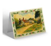 CHRISTMAS NOTELET - A Glimpse Of The Village, Meldreth - Vintage Art Style