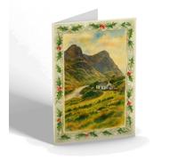 CHRISTMAS NOTELET - A Lonely Cottage & Two Sisters, Glencoe - Vintage Art Style