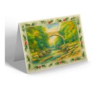 CHRISTMAS NOTELET - Abbey Bridge, Barnard Castle - Vintage Art Style