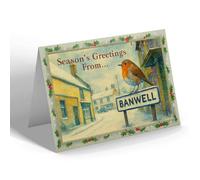 CHRISTMAS NOTELET - Banwell - Square from West Street - Vintage Design