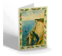 CHRISTMAS NOTELET - Beachy Head & Lighthouse, Eastbourne (c) - Vintage Art Style
