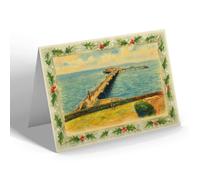 CHRISTMAS NOTELET - Birnbeck Pier & Jetty, Weston-super-Mare - Vintage Art Style