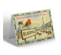 CHRISTMAS NOTELET - Blackpool - Central Promenade - Vintage Design
