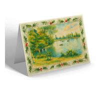 CHRISTMAS NOTELET - Boating on the Lake, Earlswood Common - Vintage Art Style