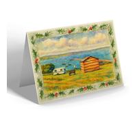 CHRISTMAS NOTELET - Breakwater from Bay View Holiday Estate - Vintage Art Style