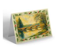 CHRISTMAS NOTELET - Bridge on the Lake, Pitfour - Vintage Art Style