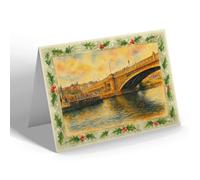 CHRISTMAS NOTELET - Bridge & Town, Stourport-on-Severn - Vintage Art Style