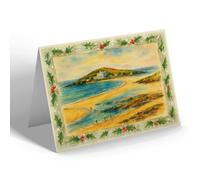 CHRISTMAS NOTELET - Burgh Island from the Warren, Bigbury-on-Sea - Vintage Art Style