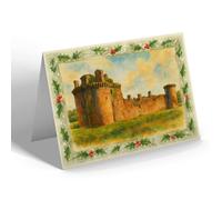 CHRISTMAS NOTELET - Caerlaverock Castle, Dumfries (a) - Vintage Art Style