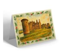 CHRISTMAS NOTELET - Caerlaverock Castle, Dumfries (d) - Vintage Art Style