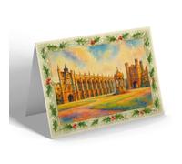 CHRISTMAS NOTELET - Cambridge Kings College from the River - Vintage Art Style