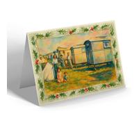 CHRISTMAS NOTELET - Caravan, Sea View Holiday Camp, Hunstanton - Vintage Art Style