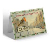 CHRISTMAS NOTELET - Cardiff - St. Mary's Street - Vintage Design c