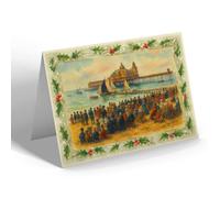 CHRISTMAS NOTELET - Central Pier & Sands, Morecambe (a) - Vintage Art Style