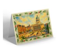 CHRISTMAS NOTELET - Council House & Long Row, Nottingham - Vintage Art Style