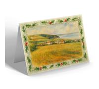 CHRISTMAS NOTELET - Council Houses & the Green, Beesands - Vintage Art Style