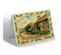 CHRISTMAS NOTELET - David Lloyd George's Early Home Llanystumdwy - Vintage Art Style