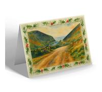 CHRISTMAS NOTELET - Down the Hill. Chapel Porth, St Agnes - Vintage Art Style