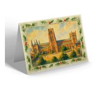 CHRISTMAS NOTELET - Durham Cathedral. North Front from Castle - Vintage Art Style
