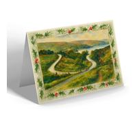 CHRISTMAS NOTELET - Elan Valley, Horse Shoe Bend, Rhayader - Vintage Art Style