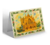 CHRISTMAS NOTELET - Exeter Cathedral. The West Front - Vintage Art Style