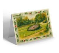 CHRISTMAS NOTELET - Floral Clock, Eureka Park, Swadlincote - Vintage Art Style