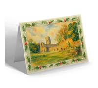 CHRISTMAS NOTELET - Fountains Abbey (c) - Vintage Art Style