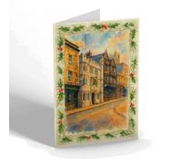 CHRISTMAS NOTELET - George & Pilgrims Inn, Glastonbury - Vintage Art Style