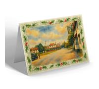 CHRISTMAS NOTELET - Green from Old House At Home West Wittering - Vintage Art Style
