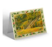 CHRISTMAS NOTELET - Haddon Hall, Terrace Steps - Vintage Art Style