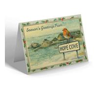 CHRISTMAS NOTELET - Hope Cove - Breakwater - Vintage Design