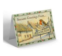 CHRISTMAS NOTELET - Hope Cove - Square - Vintage Design
