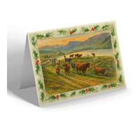 CHRISTMAS NOTELET - in the Highlands (b) - Vintage Art Style
