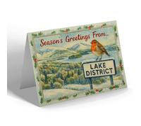 CHRISTMAS NOTELET - Lake District - Derwentwater - Vintage Design b