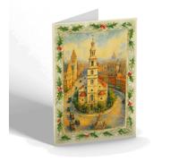 CHRISTMAS NOTELET - London St Clement Danes from Australia House - Vintage Art Style