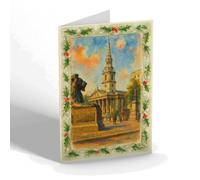 CHRISTMAS NOTELET - London. St Martin-in-the-Fields, Trafalgar - Vintage Art Style