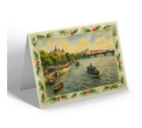 CHRISTMAS NOTELET - London, Victoria Embankment, looking East c - Vintage Art Style