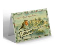 CHRISTMAS NOTELET - Ludlow - Castle from Whitecliffe - Vintage Design