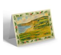 CHRISTMAS NOTELET - Lyme Bay from the Cliffs, Charmouth - Vintage Art Style