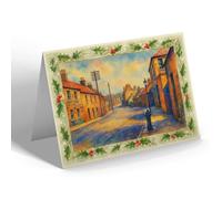 CHRISTMAS NOTELET - Main Street looking at Station, Leuchars - Vintage Art Style