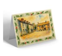 CHRISTMAS NOTELET - Market Place, Cartmel - Vintage Art Style